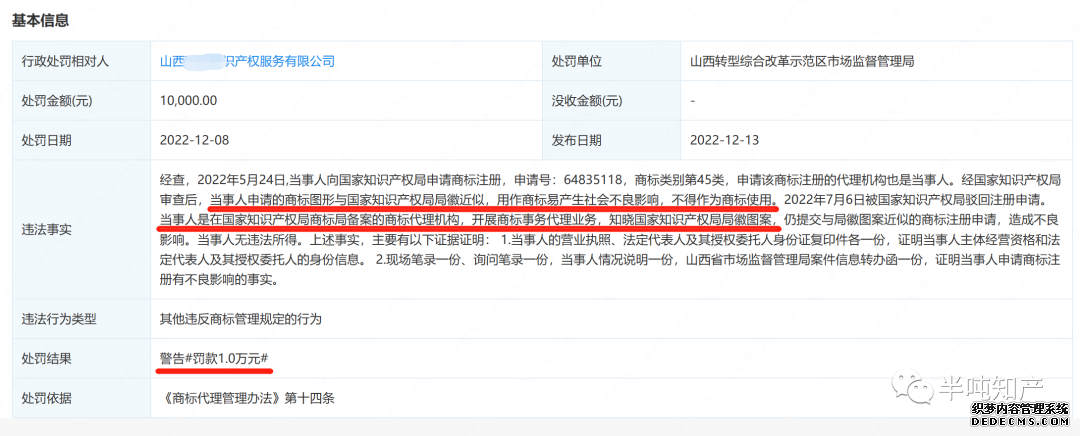 ​申请变形“国知局局徽”商标被处罚！